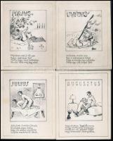 Pornónaptár, erotikus illusztrációk hónaponként, pajzán versikékkel, gyűrődésekkel 10x13 cm