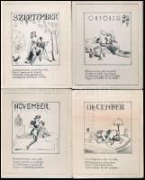 Pornónaptár, erotikus illusztrációk hónaponként, pajzán versikékkel, gyűrődésekkel 10x13 cm