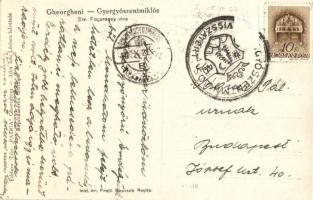 Gyergyószentmiklós, Gheorgheni; Fogarassy utca, tanintézet / street view, school + 1940 Gyergyószent...