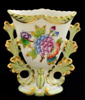 Herendi Viktória mintás kis váza, kézzel festett, jelzett, hibátlan, m:11 cm
