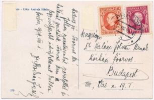 Eperjes, Presov; Ulica Andreja Hlinku, Podkarpatská Banka / utcakép, Kárpátaljai Bank, templom, lova...