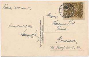 Fülek, Filakovo; Hrad / vár, automobil. Cáha József kiadása / castle, automobile (ragasztónyom / glu...