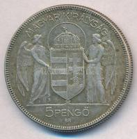 1930. 5P Ag "Horthy jobbra" T:2 patina
Adamo P8