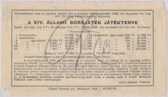 Budapest 1949. "Fél sorsjegy - XIII. Állami sorsjáték" sorsjegy T:III,IV