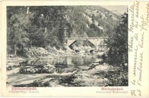 Herkulesfürdő, Baile Herculane; Valea Cernei / Cserna-völgyi vízesés híddal / valley, waterfall, bridge (EK)