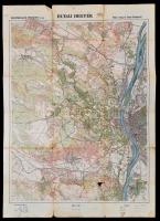 cca 1927 Budai-hegyek, kirándulók térképe I., M. Kir. Állami Térképészet, 1:37.500, szakadt, sérült, egy helyen kis hiánnyal, 69x49 cm