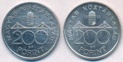 1992-1993. 200Ft Ag "MNB" (2x) T:1-,2