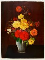 Iványi jelzéssel: Virágcsendélet. Olaj, farost, 42×32 cm