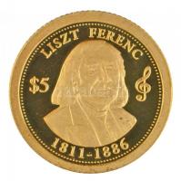 Cook-szigetek 2014. 5$ Au Liszt Ferenc (0,5g/0.999) T:PP Cook Islands 2014. 5 Dollars Au Ferenc Liszt (0,5g/0.999) C:PP