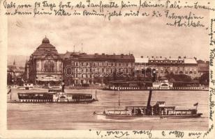 Pozsony, Pressburg, Bratislava; Vigadó, Orel és Sokol gőzhajók / redoute, steamships (EK)