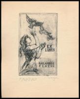 Varga Nándor Lajos (1895-1978): Erotikusex libris Galambos Ferenc, rézkarc, papír, jelzett, 8,5×5,5 cm