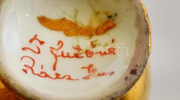 Drasche mini pillangós váza (utólagos festés), kézzel festett, jelzett, hibátlan, m:9,5 cm