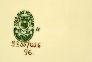 Zsolnay pillangó mintás salátás tál, kézzel festett, jelzett, hibátlan, d:25 cm, m:7 cm