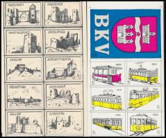 A budai vár és BKV gyufacímke ívek, vágatlan, hajtott, 2 db