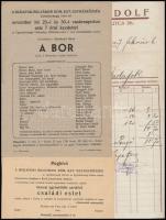 cca 1930-1948 Vegyes papírrégiség tétel (számlák, meghívók): szabadtéri előadás Budafokon, Budafoki ...