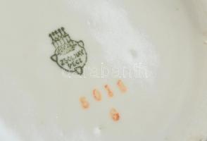 Zsolnay porcelán teás csésze, 6 db + 6 db csészealj + 2 db kiöntő + 1 db cukortartó, jelzett, kopásn...