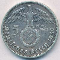 Német Harmadik Birodalom 1939A 5M Ag "Hindenburg" T:2
German Third Reich 1939A 5 Mark Ag ...