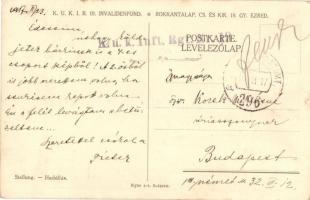 1917 Hadállás. Rokkantalap cs. és kir. 19. gyalogezred tábori posta segélylap / WWI K.u.K. I. R. 19....
