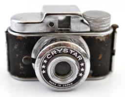 Crystar mini japán kémfényképezőgép, eredeti bőr tokjában, működik