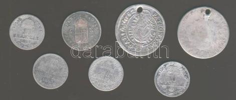 1682-1871. Kis Ag tétel 6kr Ag (2x), 10kr Ag (4x), 20kr Ag (1x) T:4 ph., forr., lyukas