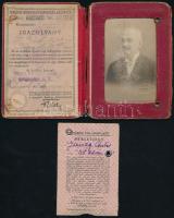 1923-1955 Vegyes MÁV és Fővárosi Villamosvasút arcképes igazolvány tétel, összesen 5 db, vegyes álla...