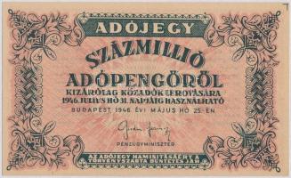 1946. 100.000.000AP sorozat- és sorszám nélkül, vastagabb, fehér papír T:II