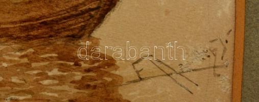 Olvashatatlan jelzéssel: A víg csónakos. Akvarell, papír, jelzett, üvegezett keretben, 33x25 cm