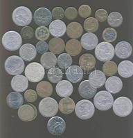 Franciaország 46db fémpénz az 1940-es évektől, többnyire klf évszám, változatos anyag, benne érdekes darabok T:2,3