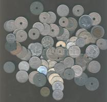 Belgium 90db fémpénz az 1900-as évektől, többnyire klf évszám, változatos anyag, benne sok háborús kiadással T:2,3