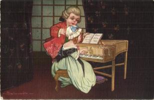 Italian art postcard, piano players s: Colombo (EK)