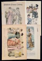 1893-1903 Divat illusztrációk a Illustrierte Frauen-Zeitung-ból, 5 db, kettő kétoldalas, színezett fametszet, egy fametszet, az egyiken szakadásokkal, 40x29 cm.