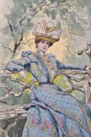 1893-1903 Divat illusztrációk a Illustrierte Frauen-Zeitung-ból, 5 db, kettő kétoldalas, színezett f...