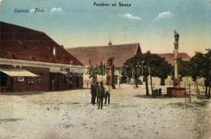 Szenc, Szempcz, Senec; Fő tér, üzletek. Schik Józsa kiadása / main square, shops (r)