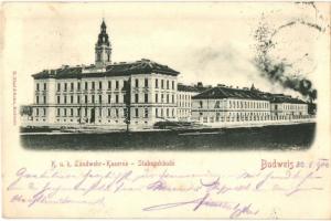 Ceské Budejovice, Budweis; K.u.K. Landwehr-Kaserne, Stabsgebäude / Austro-Hungarian military barracks, staff headquarters building. Nissl & Sohn (EK)