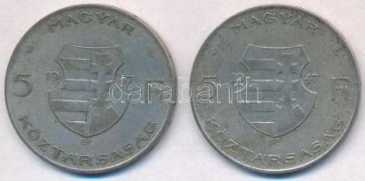 1947. 5Ft Ag "Kossuth" (2x) T:2- patina