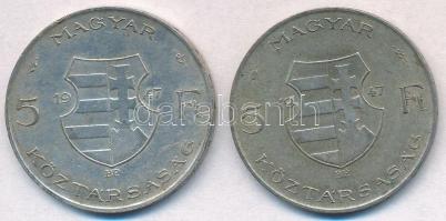 1947. 5Ft Ag "Kossuth" (2x) T:2,2- patina