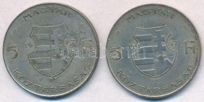 1947. 5Ft Ag "Kossuth" (2x) T:2,2- kis patina