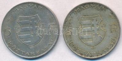 1947. 5Ft Ag "Kossuth" (2x) T:2,2- patina