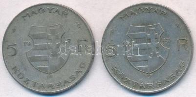 1947. 5Ft Ag "Kossuth" (2x) T:2- kis patina