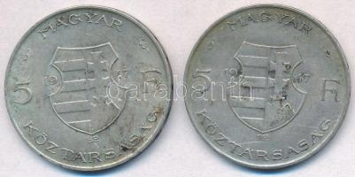 1947. 5Ft Ag "Kossuth" (2x) T:2- patina