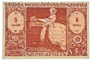 Szombathely 1920. "Uránia Mozgófényképszínház" 5K utalvány T:I,I- Adamo SZO-7.6
