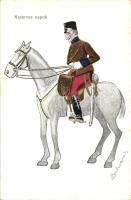 Keserves napok / K.u.K. military cavalry, art postcard s: Matavovszky