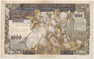 Szerbia / Német megszállás 1941. 1000D (500D-os bankjegyre nyomva) T:III
Serbia / German occupation...