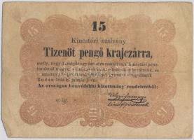 1849. 15kr Kossuth bankó RENDELETÉBŐL... után kettőspont T:III  Adamo G102
