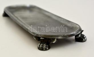 Régi fém írószertartó, karmos lábakkal, 22×6 cm