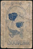 cca 1900 Katona díszes portréja, rajta Ferenc József képével, címerrel, sérült, 16x10,5 cm