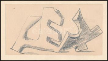 Barta Lajos (1899-1986): Szoborvázlat 5. Ceruza, papír, paszpartuban, jelzés nélkül, 9x17 cm