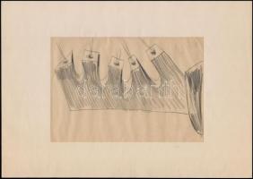 Barta Lajos (1899-1986): Szoborvázlat 17. Ceruza, papír, paszpartuban, jelzés nélkül, 15,5x25,5 cm
