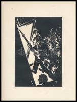 Frans Masereel (1889-1972): Harc. Fametszet, papír, jelzett a fametszeten, 16×11 cm