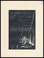 Frans Masereel (1889-1972): Bányában. Fametszet, papír, jelzett a fametszeten, 16×11 cm